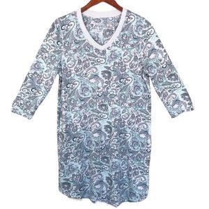Croft & Barrow Whisper Luxe Ivory Paisley Nightgown with Pockets Size Small